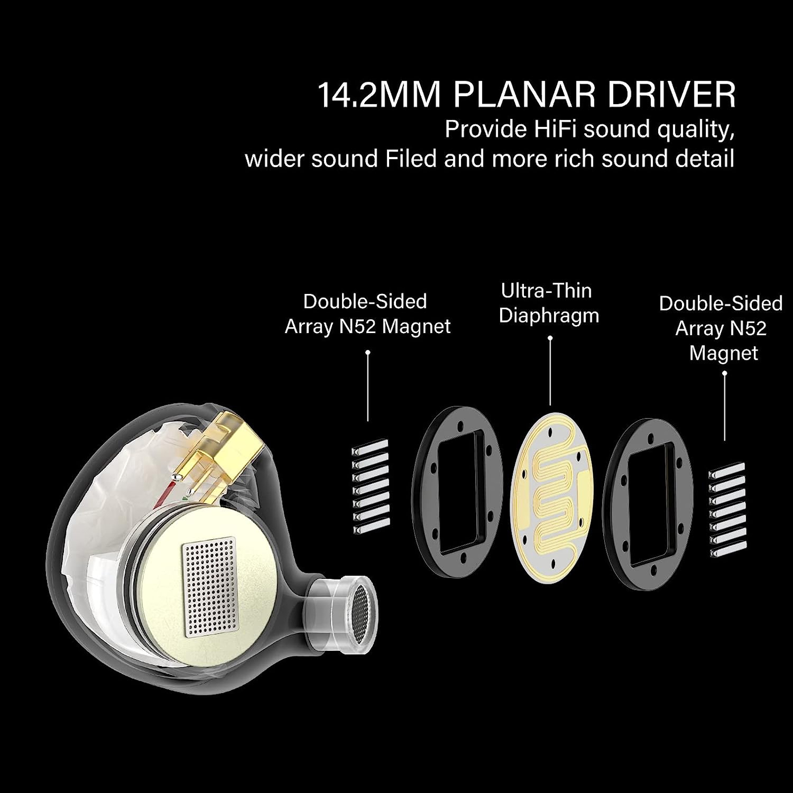 BASN ASONE 14.2mm Planar Diaphragm Driver in-Ear Monitors Earphone(2)