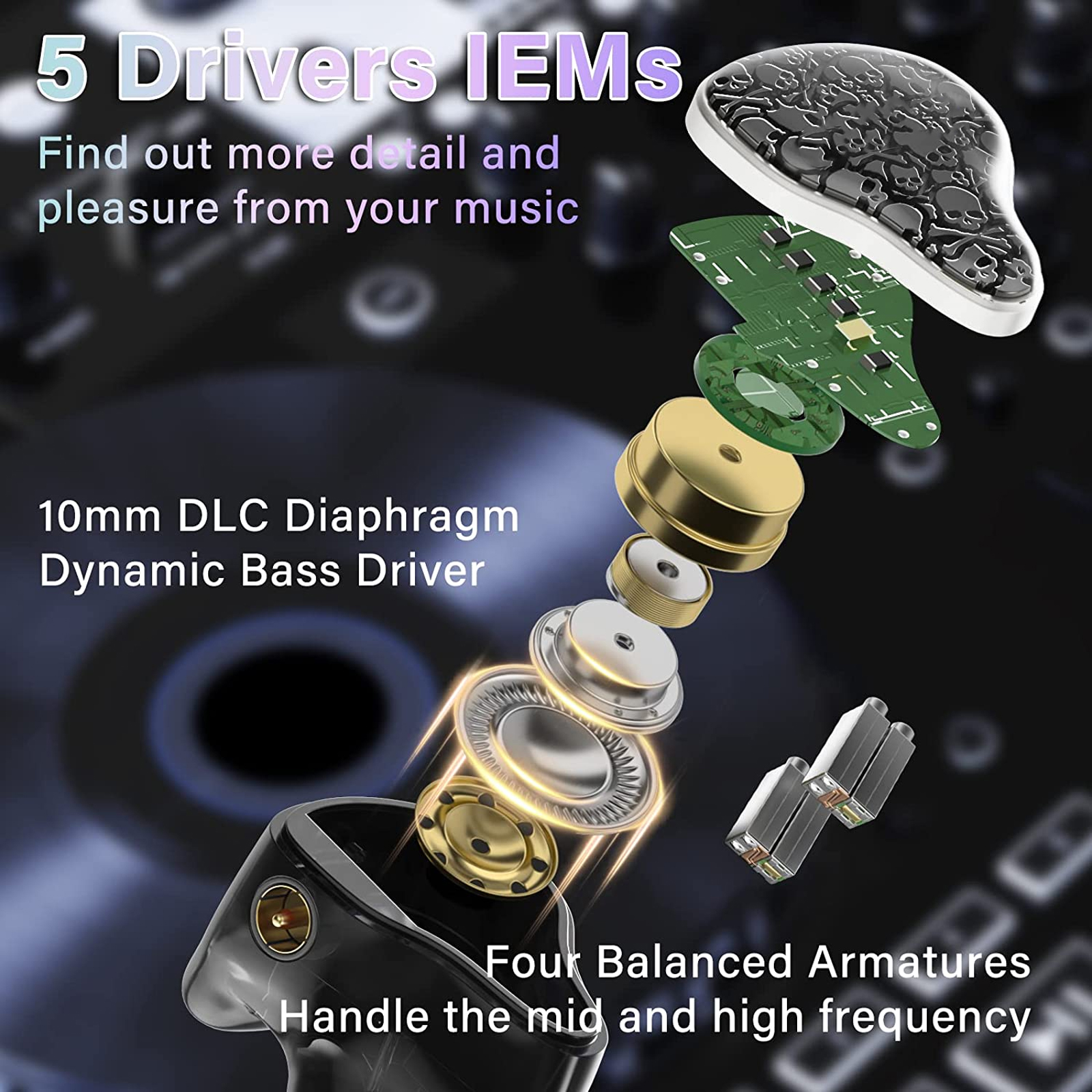 BASN Bmaster5 1DLC Diaphragm+4BA 5 Drivers in Ear Monitors Earphones(2)