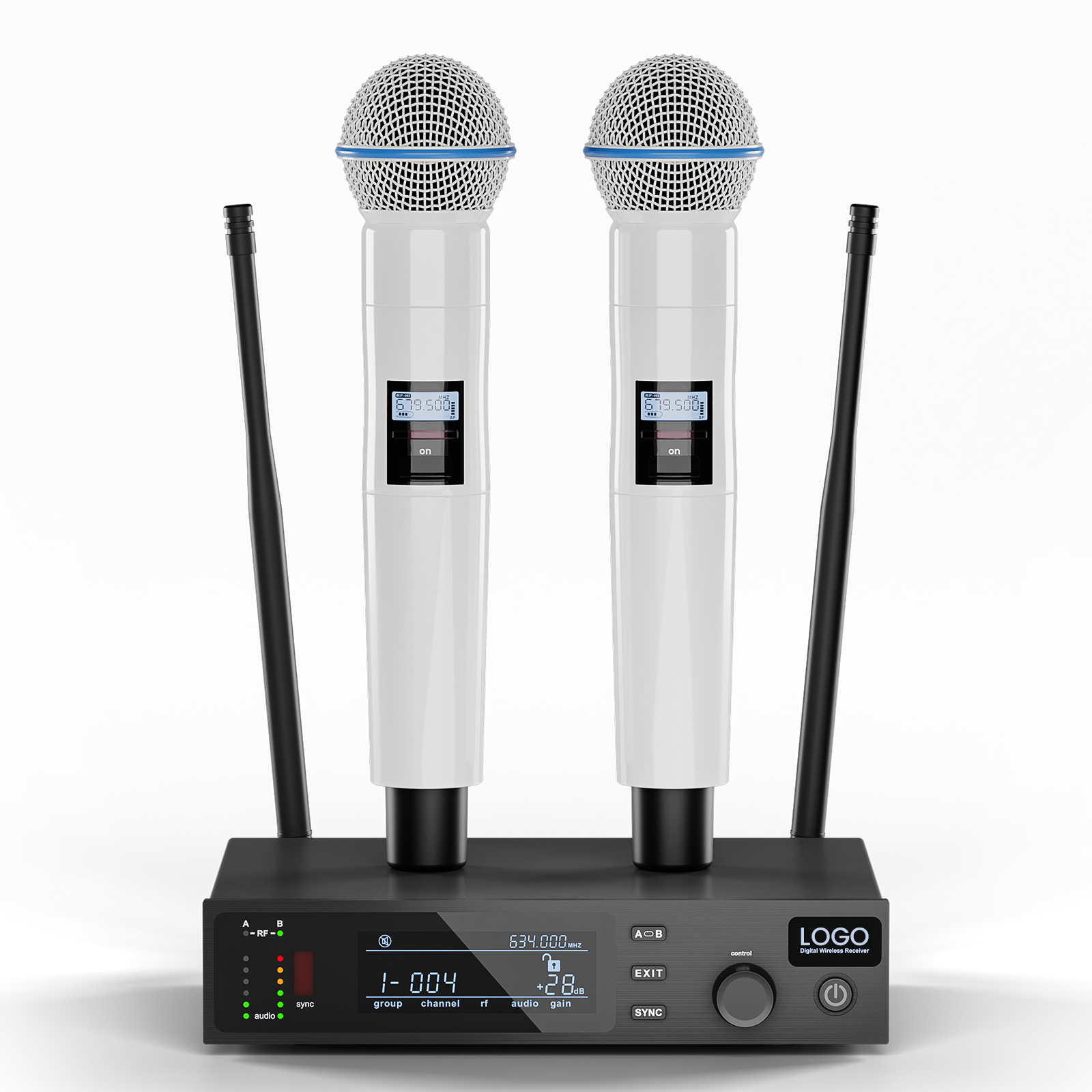 BASN UHF Dual Channel Wireless Microphone System, Handheld Mics for Stage, Karaoke, Weddings, DJ, an(2)