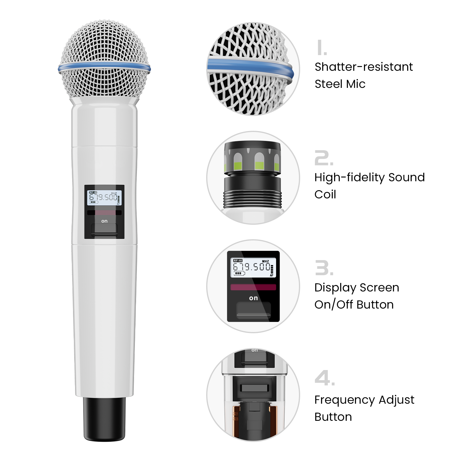 BASN UHF Dual Channel Wireless Microphone System, Handheld Mics for Stage, Karaoke, Weddings, DJ, an(4)