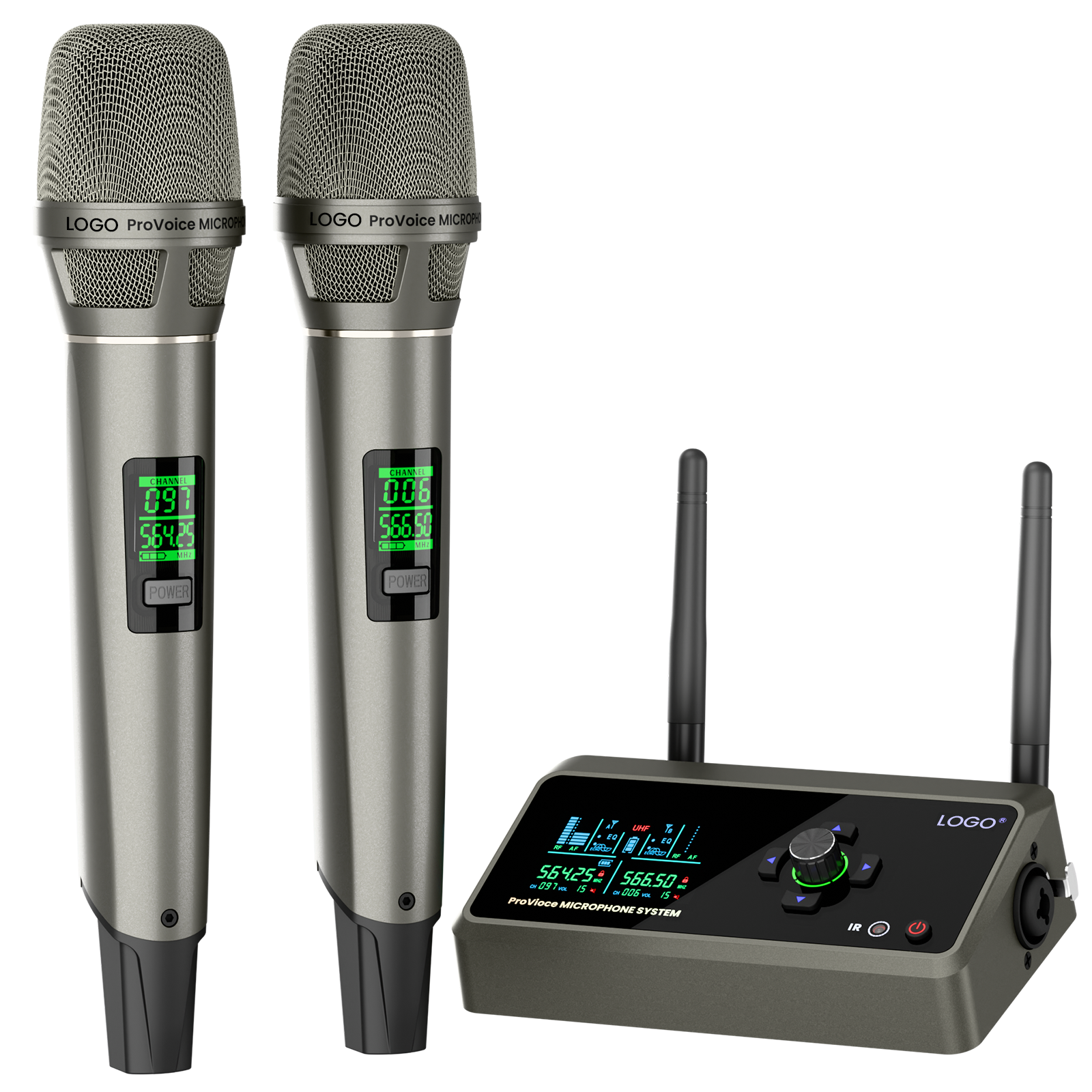 BASN Rechargeable UHF Wireless Dual Microphone System, Durable Mic and Mini Receiver with EQ/Reverb